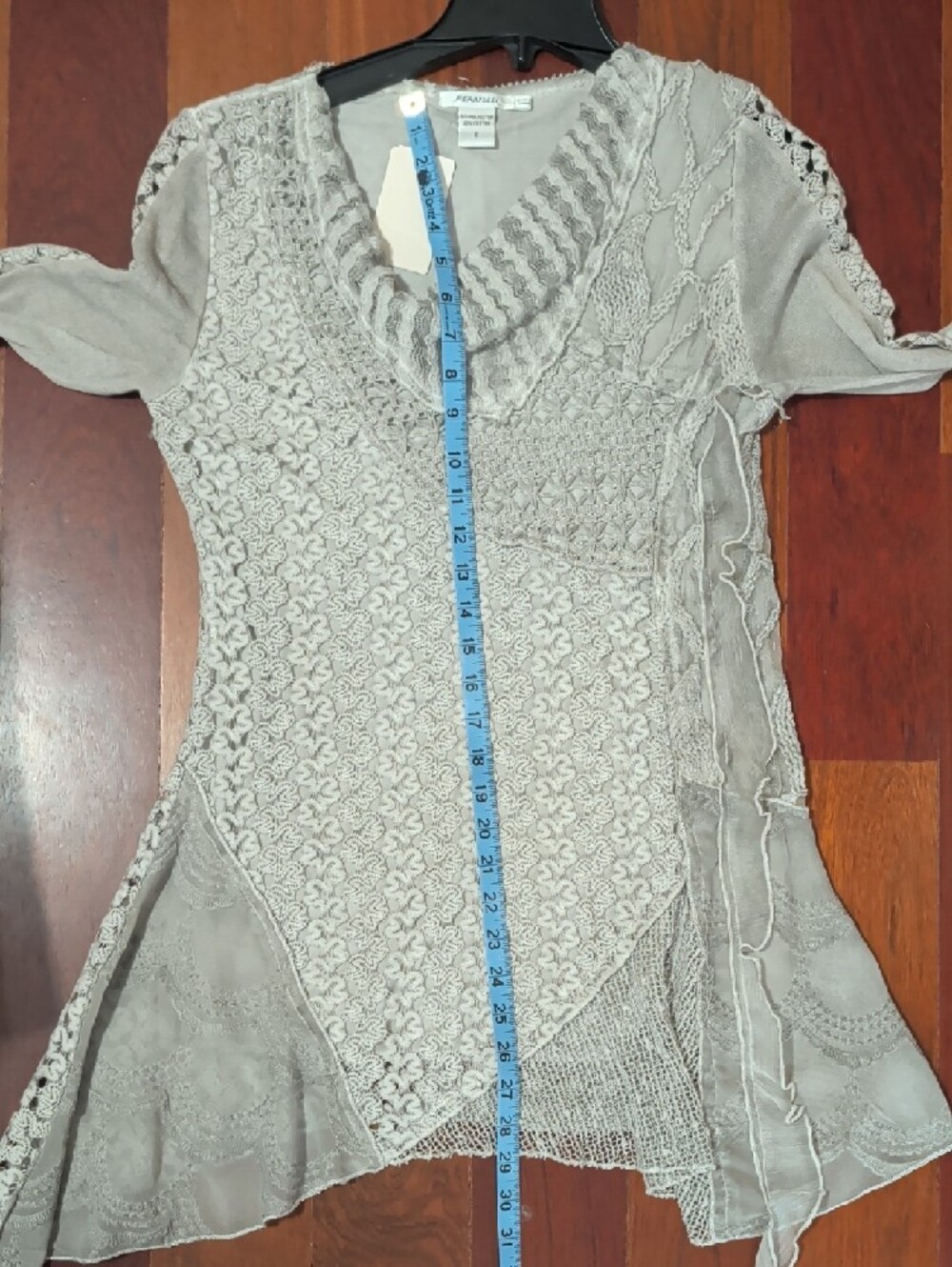 Feratelli patchwork longline lagenlook tunic blouse Light Gray - Picture 10 of 11